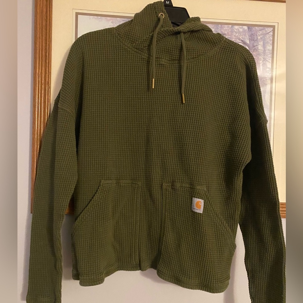 Carhartt Green Waffle knit Hoodie sized small
